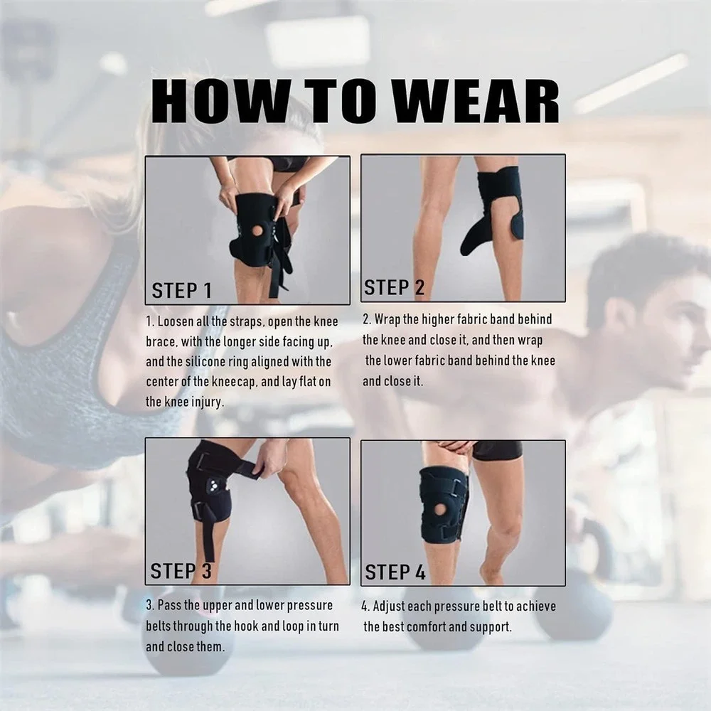 Adjustable Knee Brace Support‎ with Hinged Stabilizers for Running Fitness XXL